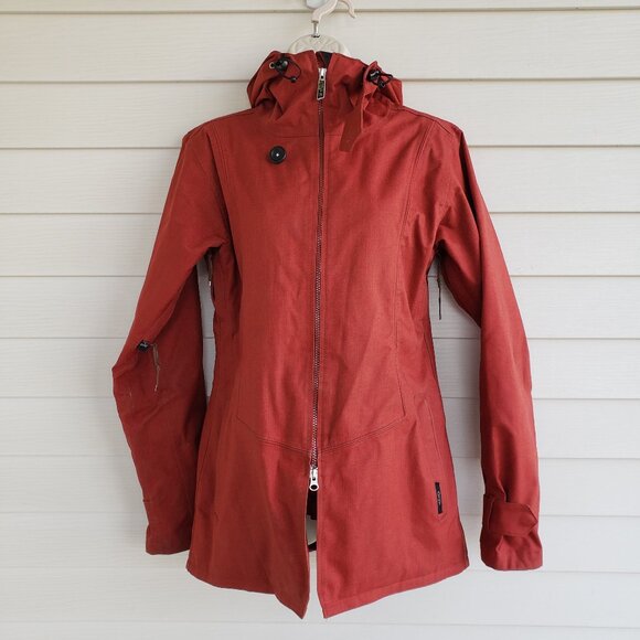 Holden Women's M hooded snowboard jacket in burnt orange / rust color - Picture 1 of 15